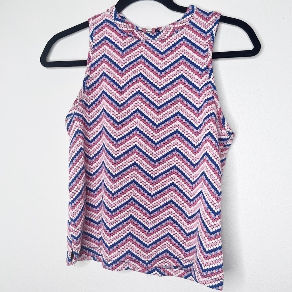 Anthropologie Postmark Jacquard Tank Pink Blue Blouse Size XS Women’s